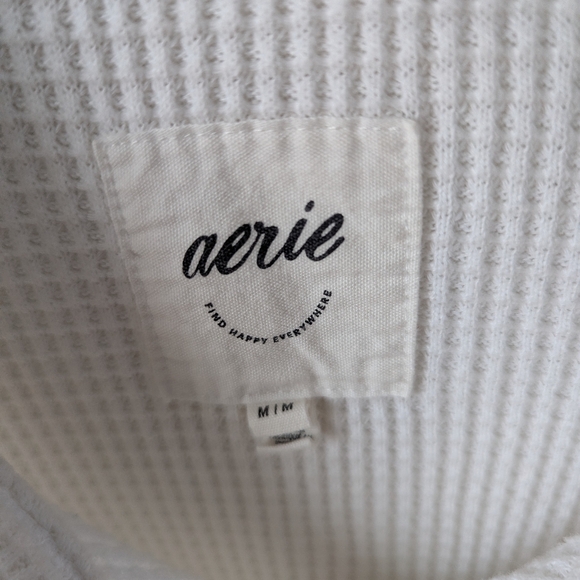 Aerie LumberJane Waffle Shirt Shacket Heather Frost Oversized Medium - Picture 6 of 9